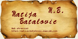 Matija Batalović vizit kartica